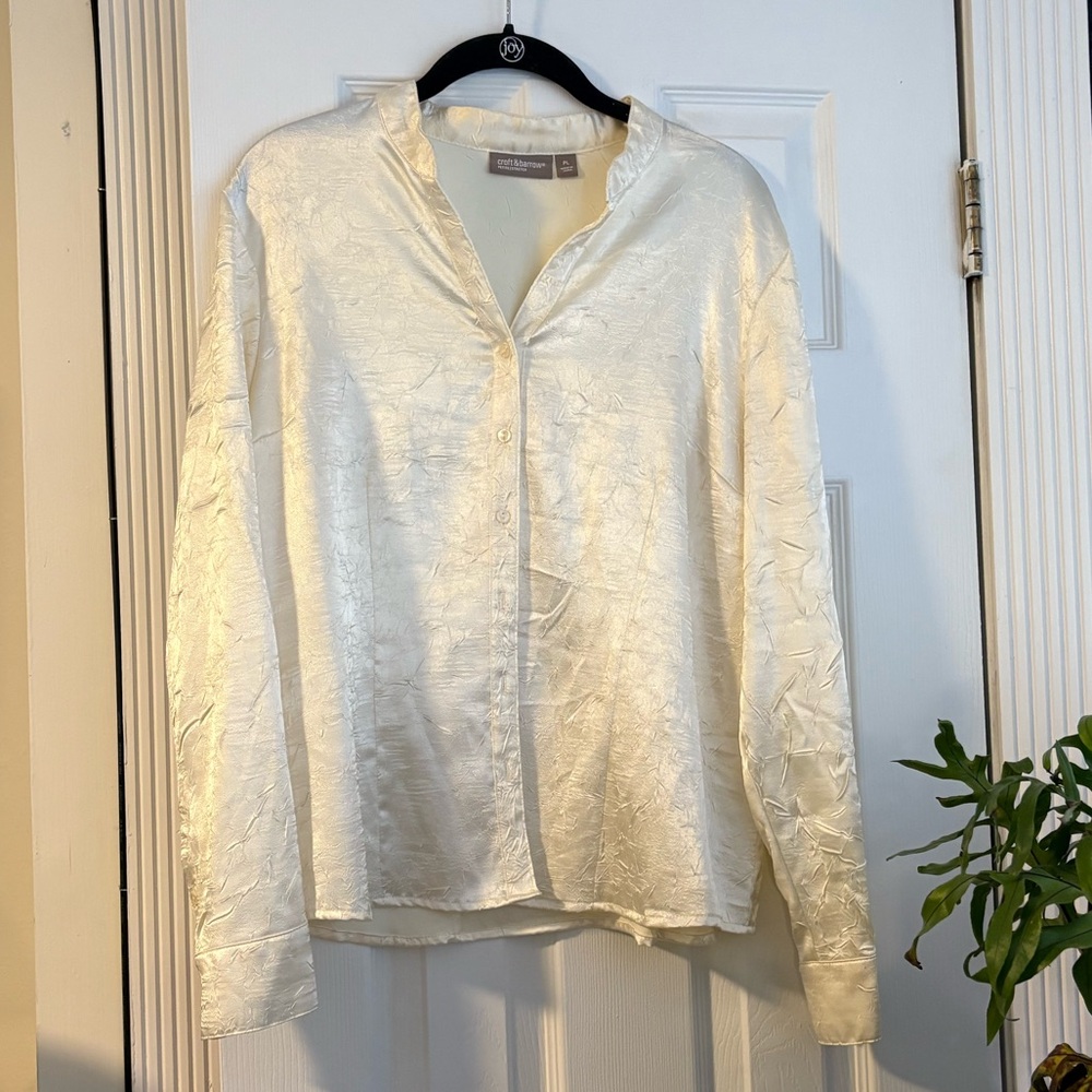 Crinkle Cream Satin Blouse